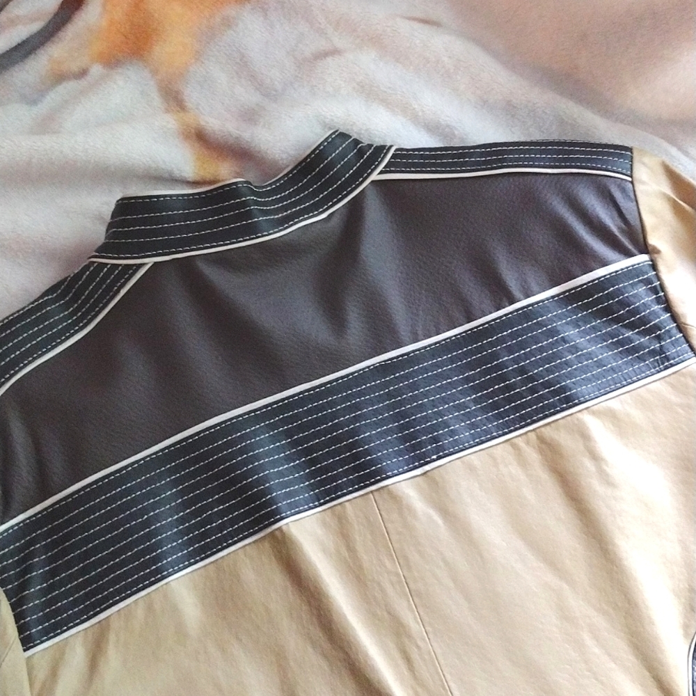 Pamela McCoy color block leather moto jacket - Picture 8 of 11